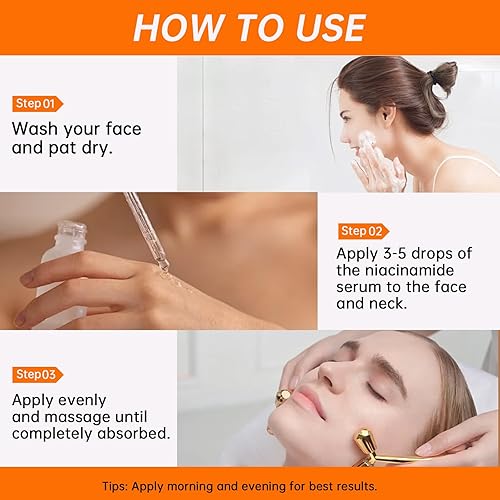 Miniatura 7 de Suero de niacinamida 10% + 1% de zinc, suero de niacinamida antienvejecimiento para cara, 1 suero facial hidratante para todo tipo de piel, cuidado