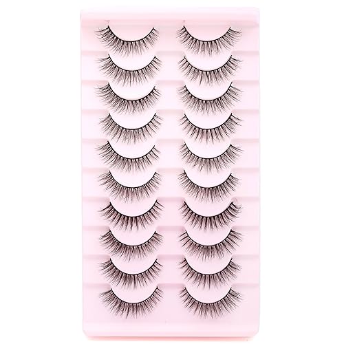 SYlash - Pestañas postizas de visón sintético de 0.631 pulgadas, pestañas postizas suaves y finas, cruzadas, de lujo, paquete de 10 pares