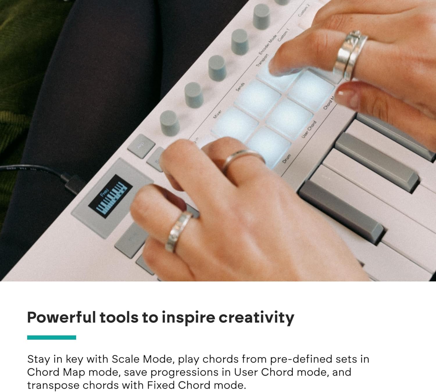 Novation Launchkey Mini 37 White MK4 — Portable 37 Mini-Key, USB, MIDI Keyboard with DAW Integration. Chord & Scale Modes, 16 Drum Pads, Arpeggiator, & Includes Music Creation Software Bundle