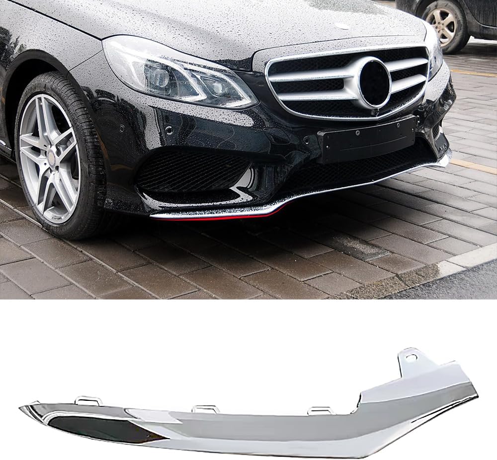 front bumper chrome trim molding compatible with mercedes-benz e class 2014-2016 w212 e250 e350 e400 e500 e550 passenger seat side does not fit 2 door coupe (right:a2128852874)