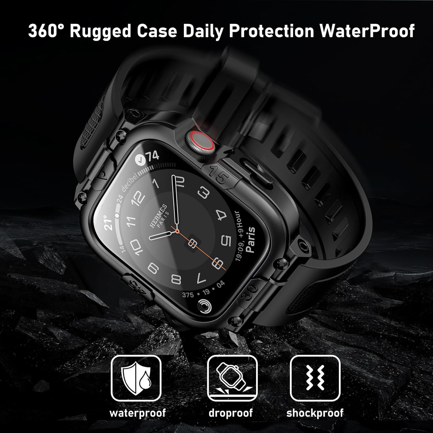 Mosonio Sport Rugged Case with Band for Apple Watch Band 46mm 45mm 44mm 42mm (S11/S10)41mm 40mm, Light TPU Bands with Cover and Screen Protectors for Men, Waterproof Strap for iwatch Series 11 10 9 8 7 6 5 4 SE - Image 4