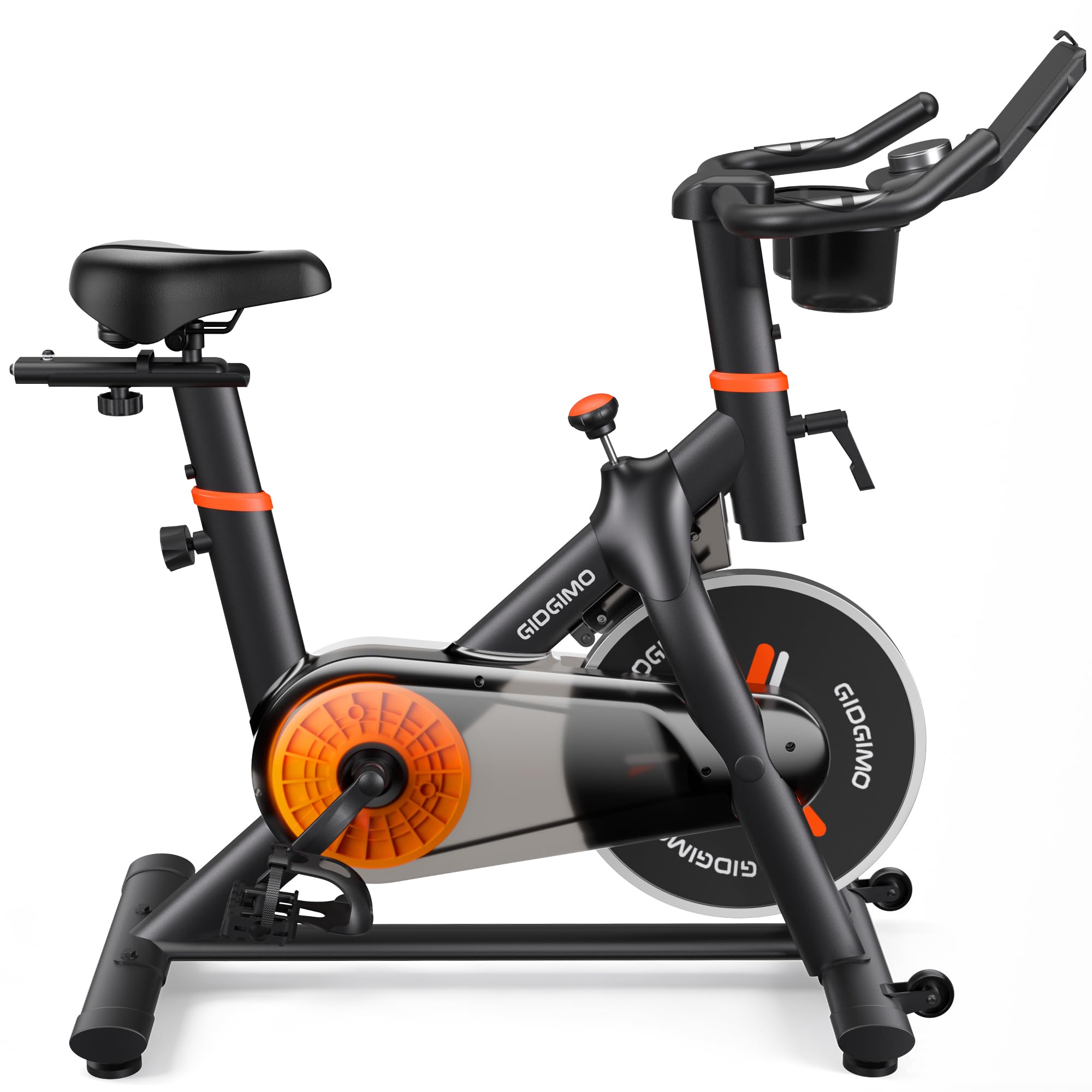GIDGIMO 2026 Nouveauté Velo d Appartement, Vélo Spinning d’Intérieur Silencieux avec Résistance Réglable, Écran LCD, Selle Respirante, Capteur Cardiaque, Charge Maximale 150 kg