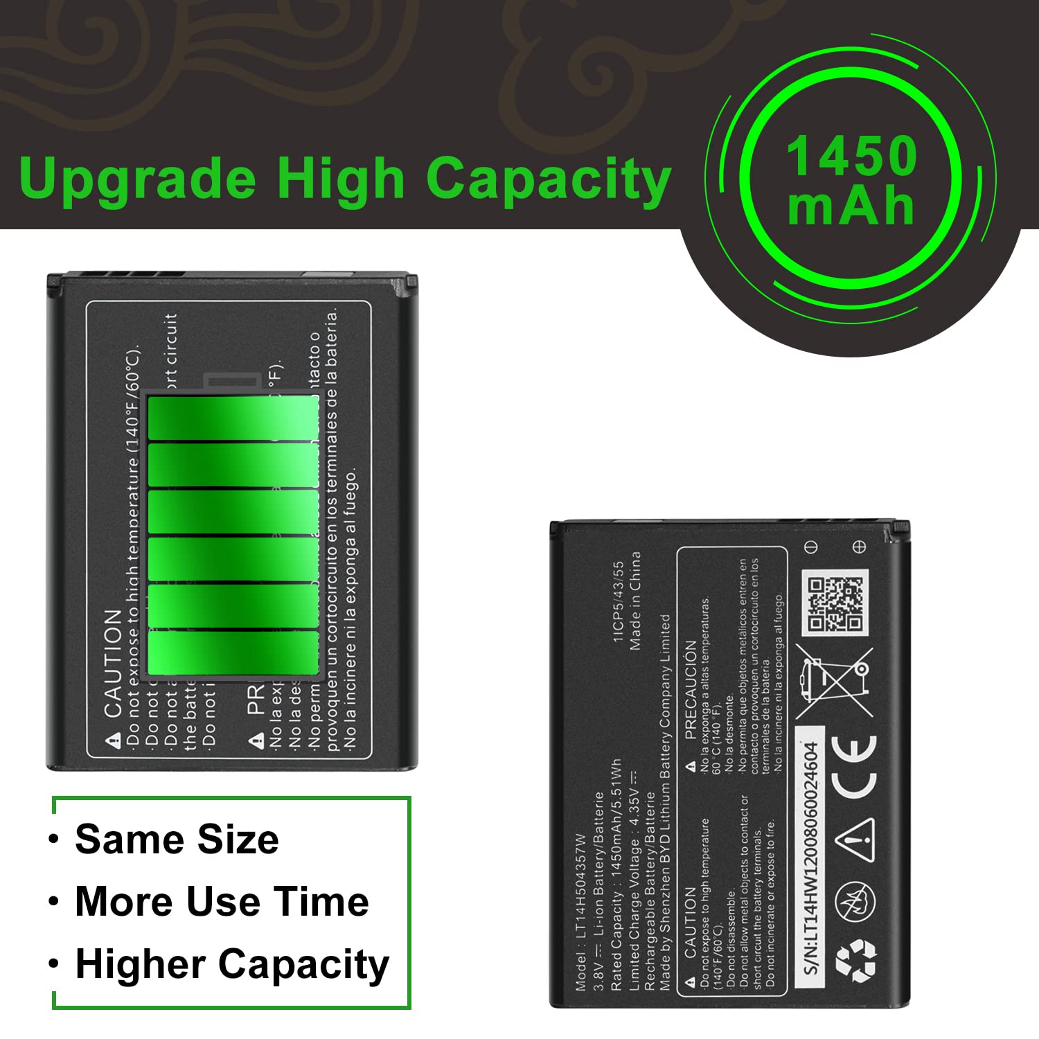 Amazon.com: WUHAO LT14H504357W Replacement Battery for AT&T
