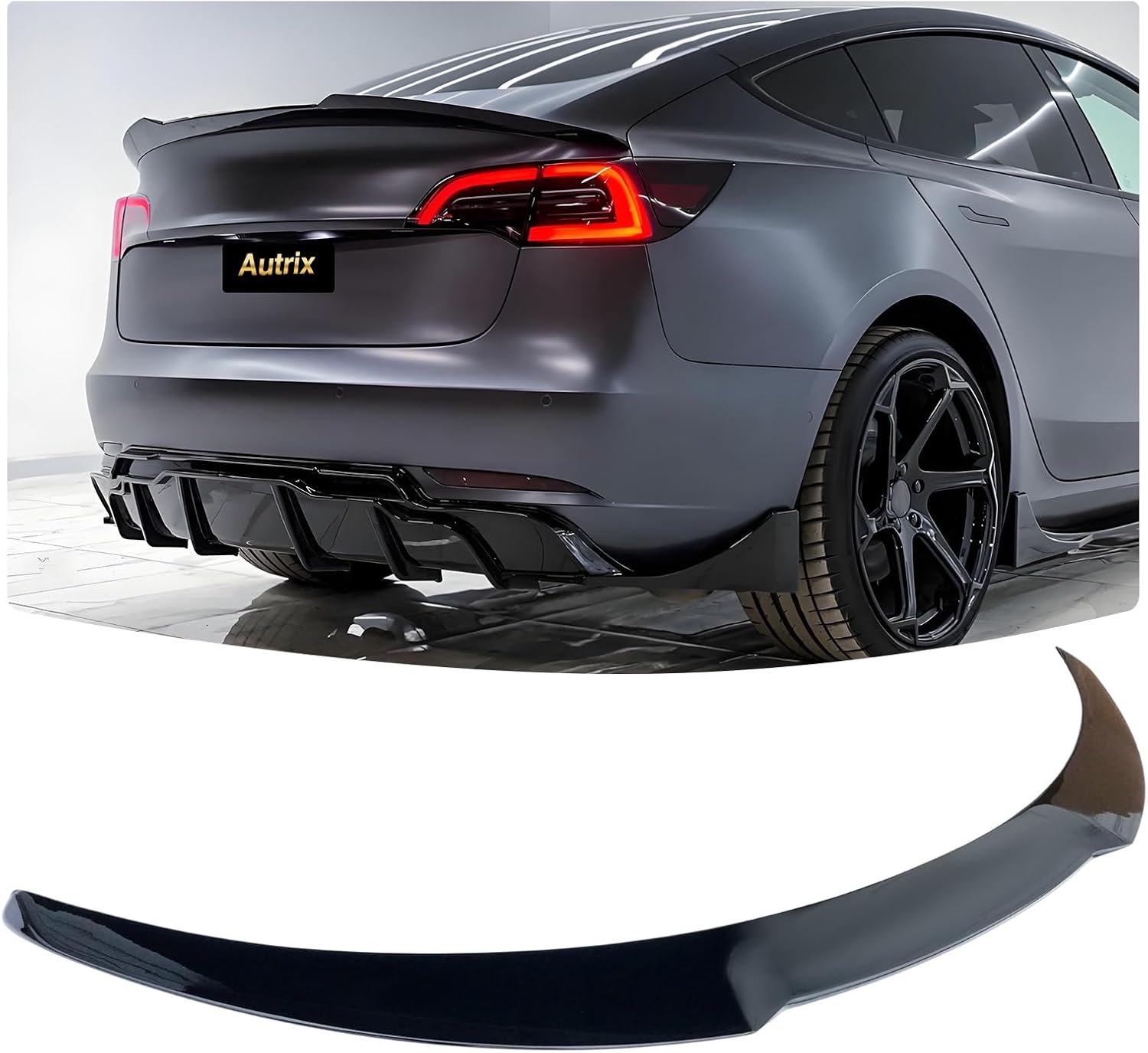 Rear Spoiler for 2017-2026 Tesla Model 3, Including Highland Trunk Spoiler Wing Sport Style Accessories Glossy Black Finish