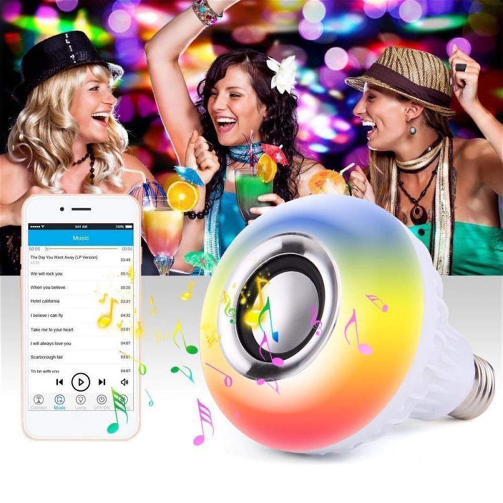Żarówka LED, 12W E27 RGB Bluetooth Light Music Multicolor Zmiana żarówek Inteligentne żarówki LED Bluetooth z pilotem na imprezę domową,4pcs