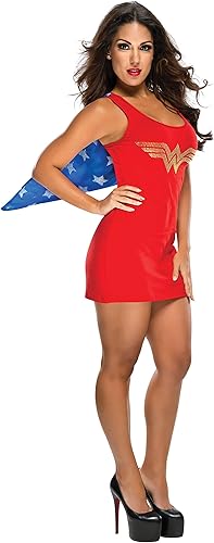 Rubie's DC Comics Justice League - Vestido para adultos estilo superhéroe con capa de diamantes de imitación Wonder Woman, Como se muestra