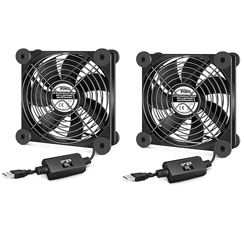 iPower Ventilador de refrigeración silencioso de 4.724 in USB con controlador de velocidad para receptor DVRPlayStationXboxRefrigeración de gabinete