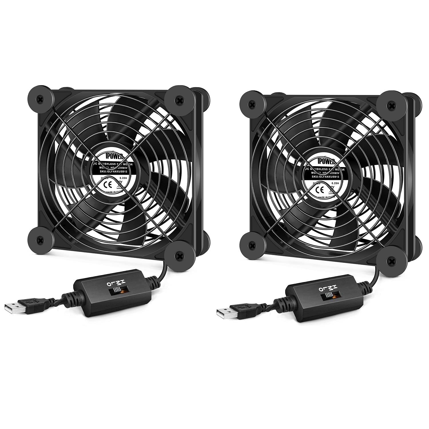 Greenhouse Fan Xiaoqijia USB 80MM Cabinet Fan 5V Quiet Cooling Fan DC 12V IPX5 Waterproof Fan System 4\" With 10 Speed Control, For Home Theater AV Cabinets Greenhouse Kennel Computer Cabinet Component