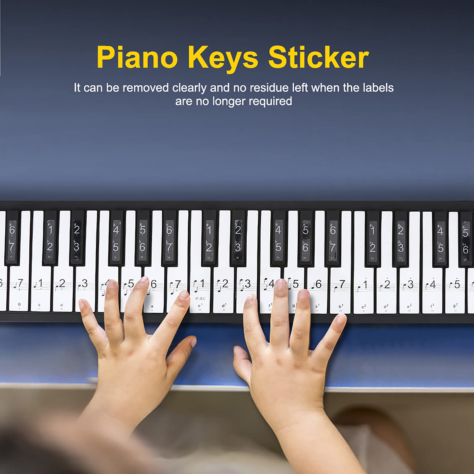 KooingTech Piano Keyboard Sticker, 88 Keys Piano Electronic Keyboard Note White Keys Stickers Labels(Transparent) - Image 3