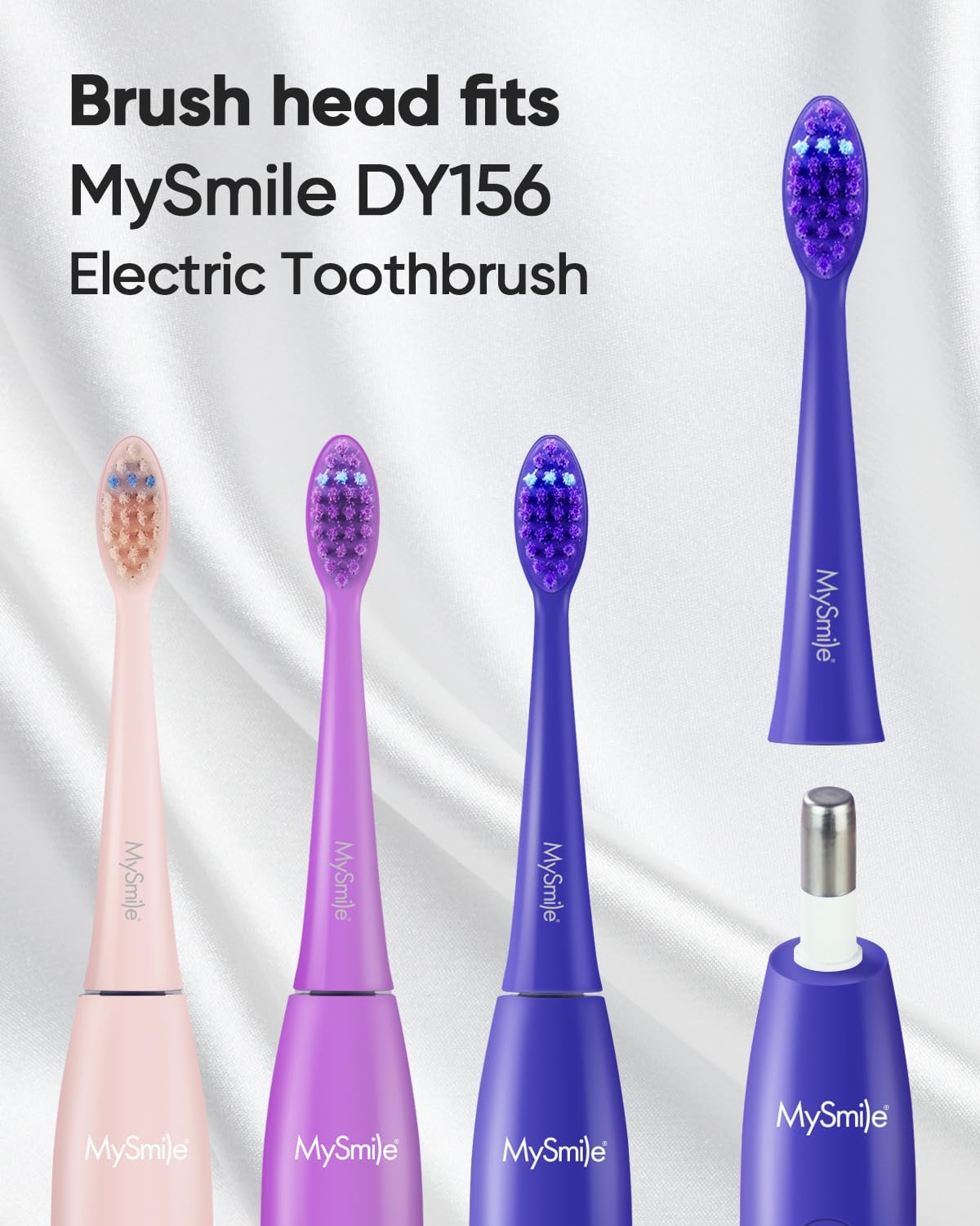 MySmile DY156 Electric Toothbrush for Adults with 3 Brush Heads and Replacement Heads, 3 Packs (Blue)
