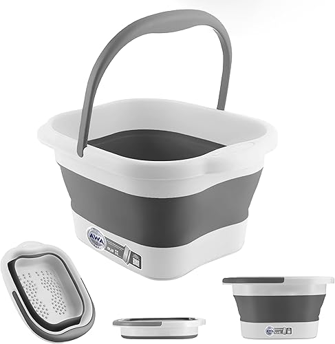AWA - Bañera de remojo de pies, bañera plegable para remojar los pies, cuenco de pedicura, bañera de plástico para remojar pies con puntos de masaje