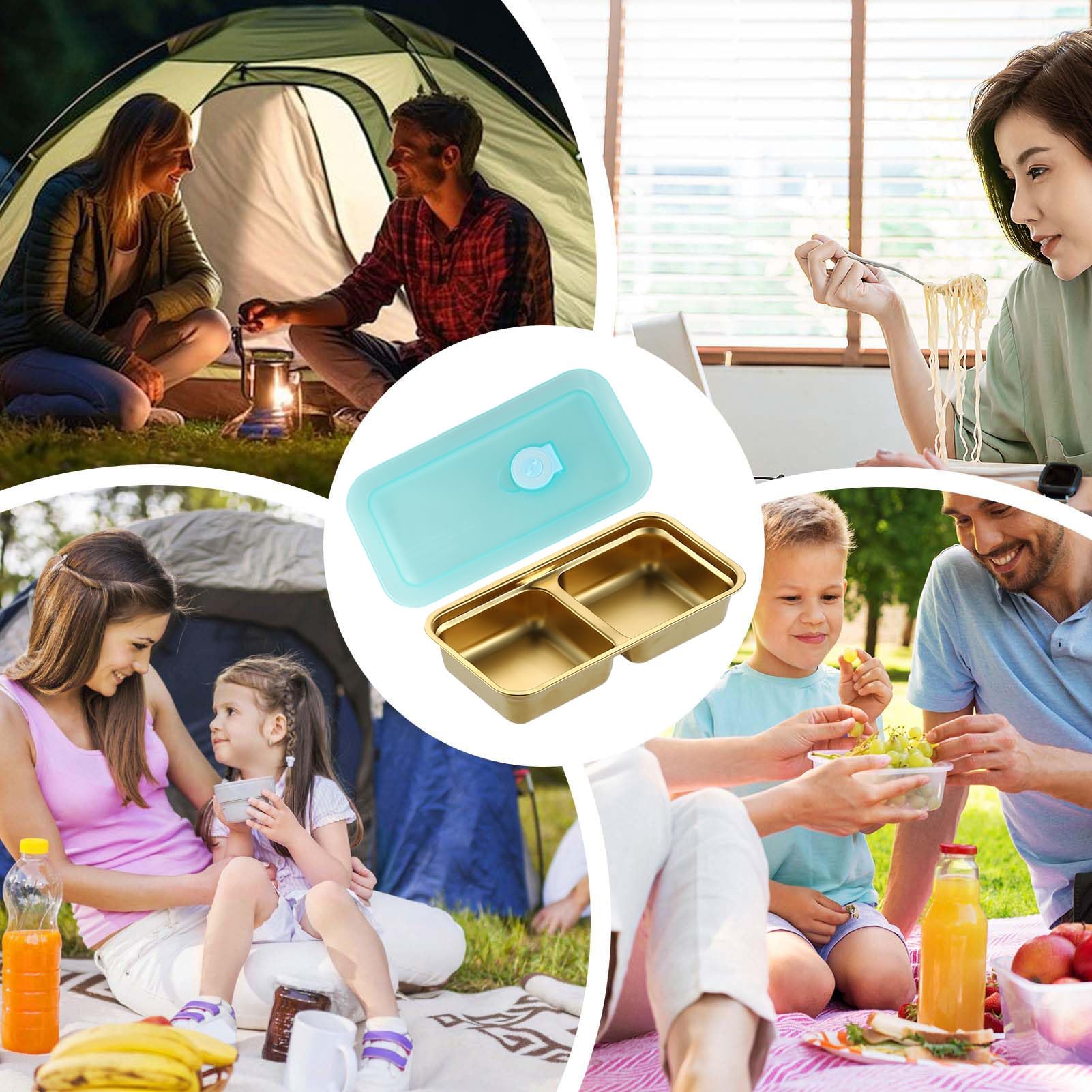Fiambrera de Acero Inoxidable, Recipiente para almacenar Alimentos con Tapa, Estuche metálico Resistente a Fugas para Preparar Comidas.