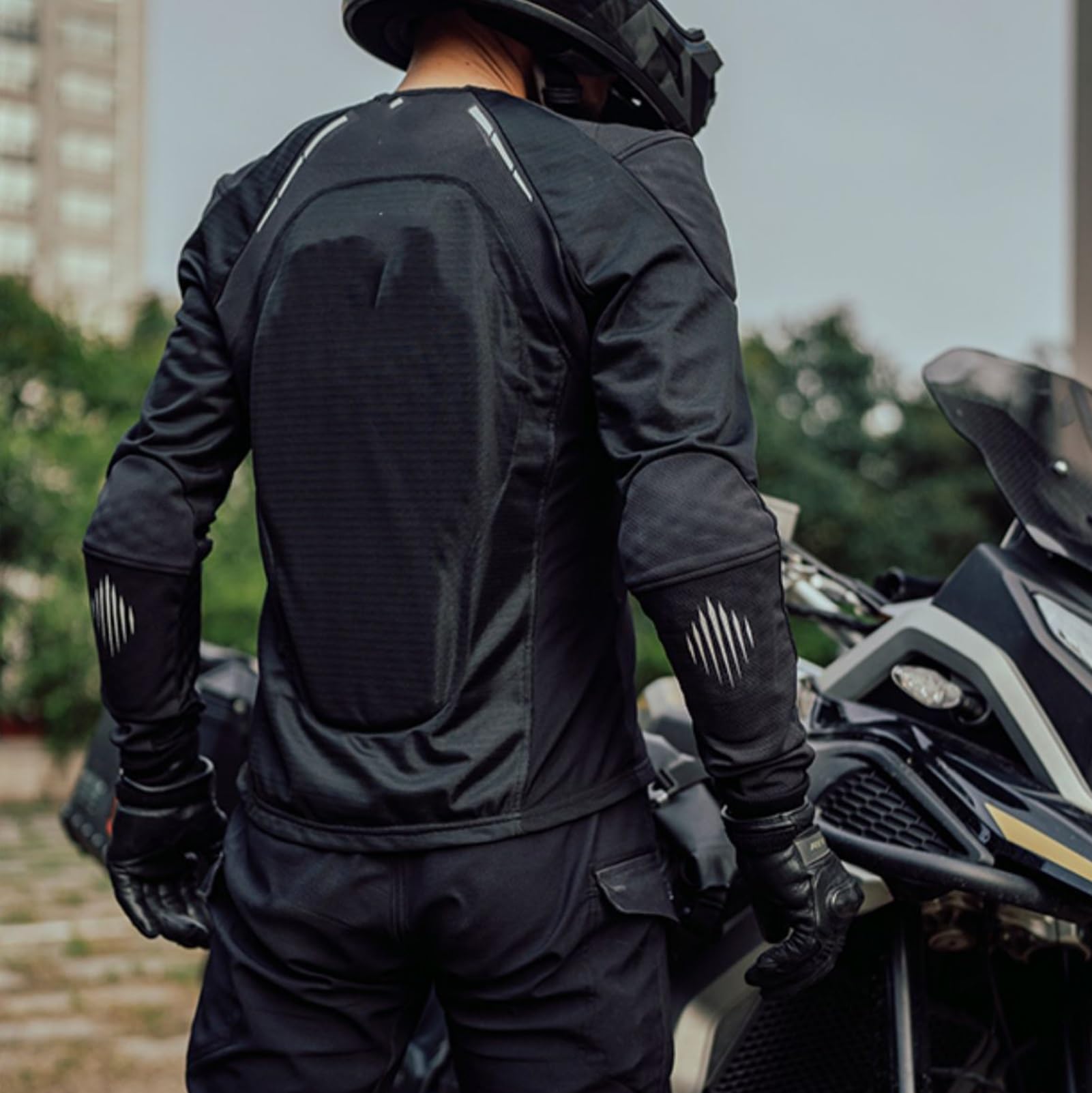 Chaqueta De Moto De Malla Equipo De Protección Extraíble/con Cinta Reflectante Chaqueta De Equitación De Alta Visibilidad Con Protección for Hombre(Green,XXL)
