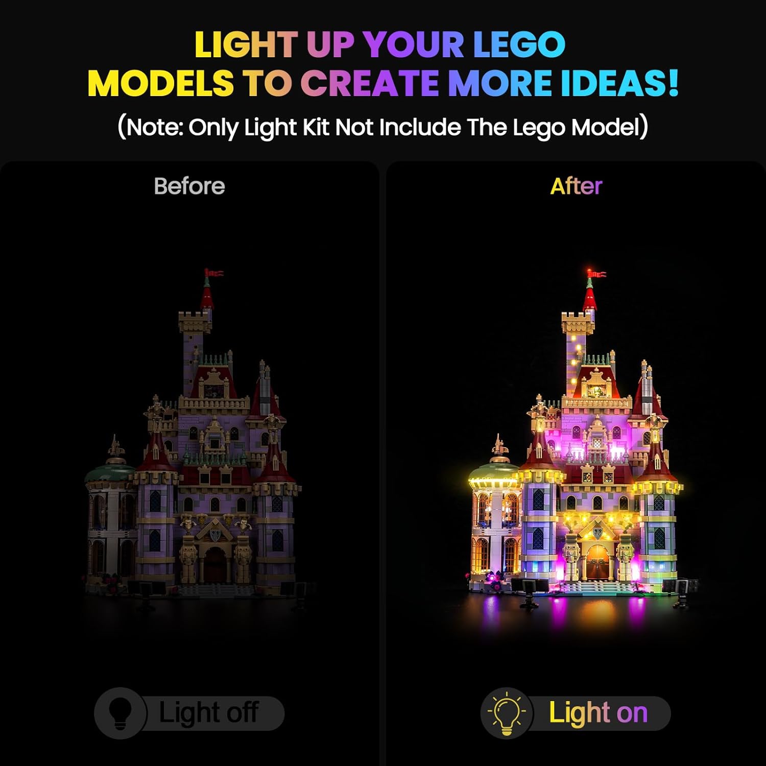 Upgraded Led Light Kit Compatible with Lego Beauty and The Beast Castle Building Set, RC Version Compatible with Lego 43263 (Model Not Included)