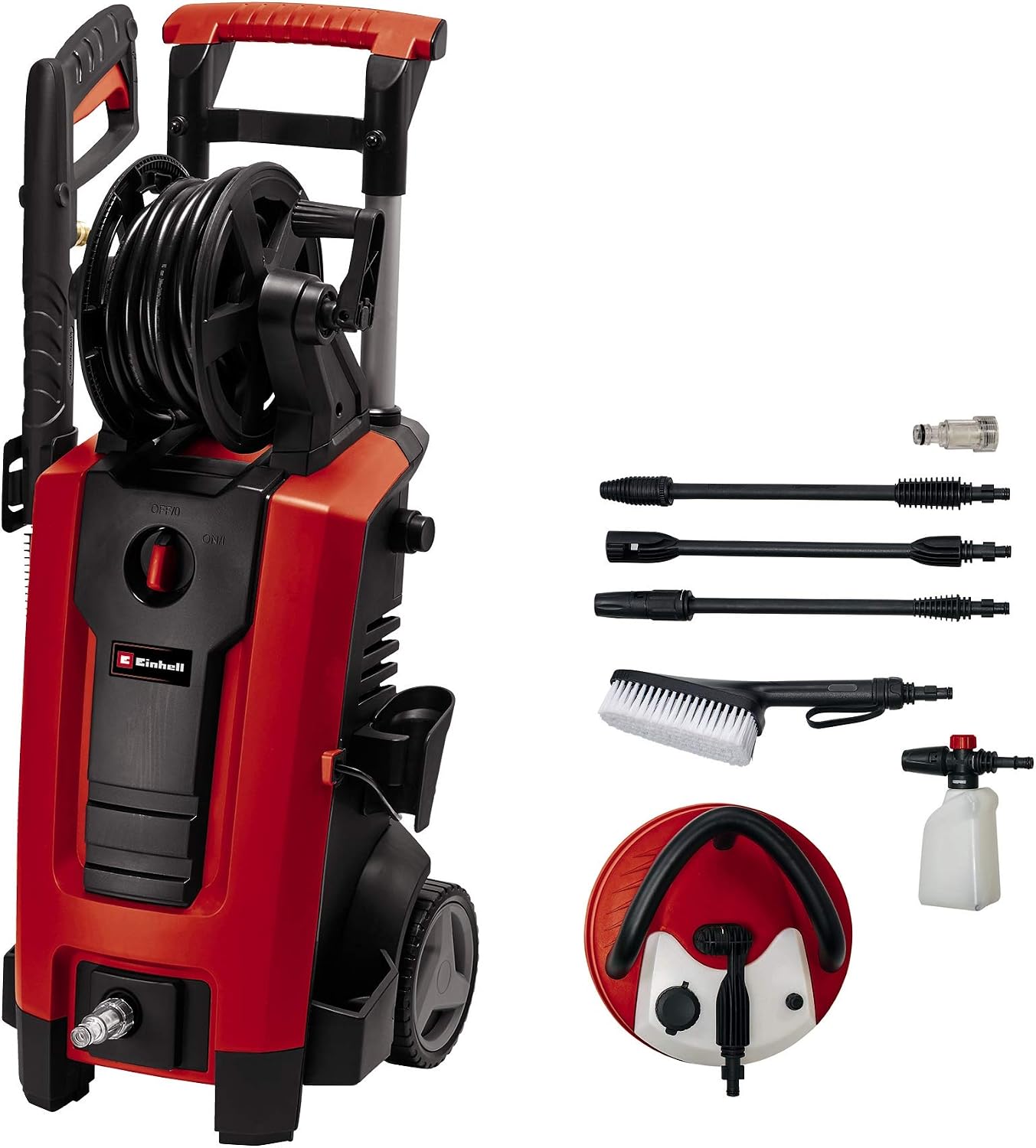 Einhell Yüksek Basınçlı Yıkama Makinesi TE-HP 170 (2.300 W, maks. 170 bar, modüler hızlı bağlantı sistemi, yüksek basınç hortumu, tabanca, lans, çeşitli nozullar, fırça, sprey kabı dahil) - 4140770