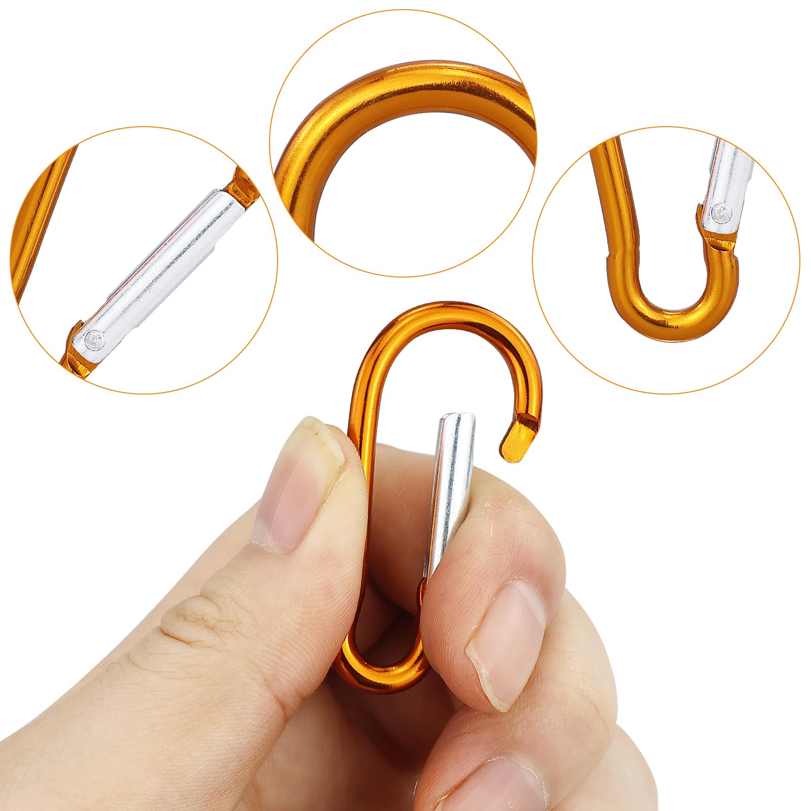 35pcs Piccolo Moschettone, 46 x 2,2 cm Portachiavi in Alluminio Mini Moschettoni, Per Zaini, Campeggio, Tenda, Viaggio, Pesca, Guinzagli Per Cani