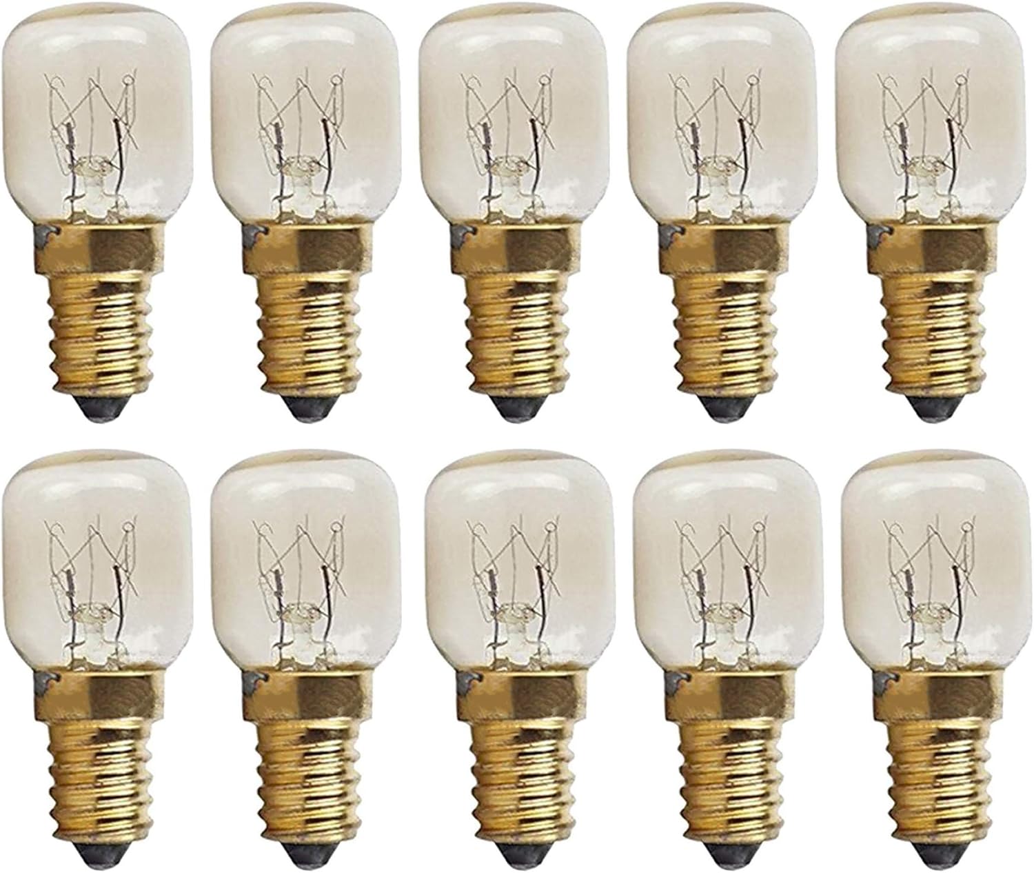 E14 T22 15W Oven Light Bulb - Microwave 300 High Temperature Warm White Incandescent 360 Beam Angle, 120V, Pack of 10