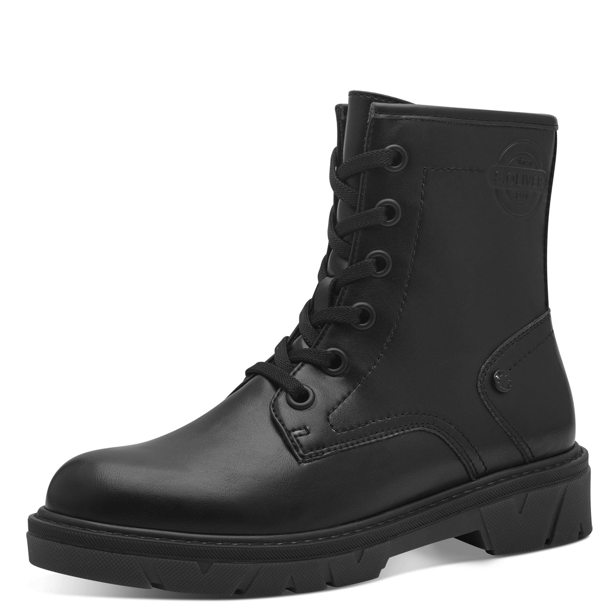 s.Oliver Women's Lace Boot Flat 5-25241-43 Ankle Boots, Black Nappa, 37 EU, Black (Black Nappa), 5 UK