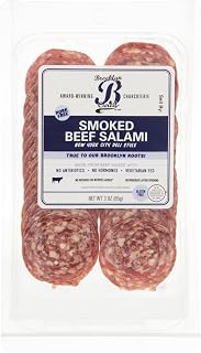 Brooklyn Cured Sliced Smoked Beef Salami, 3 oz - Premium Globally Sourced Charcuterie, No MSG or HFCS