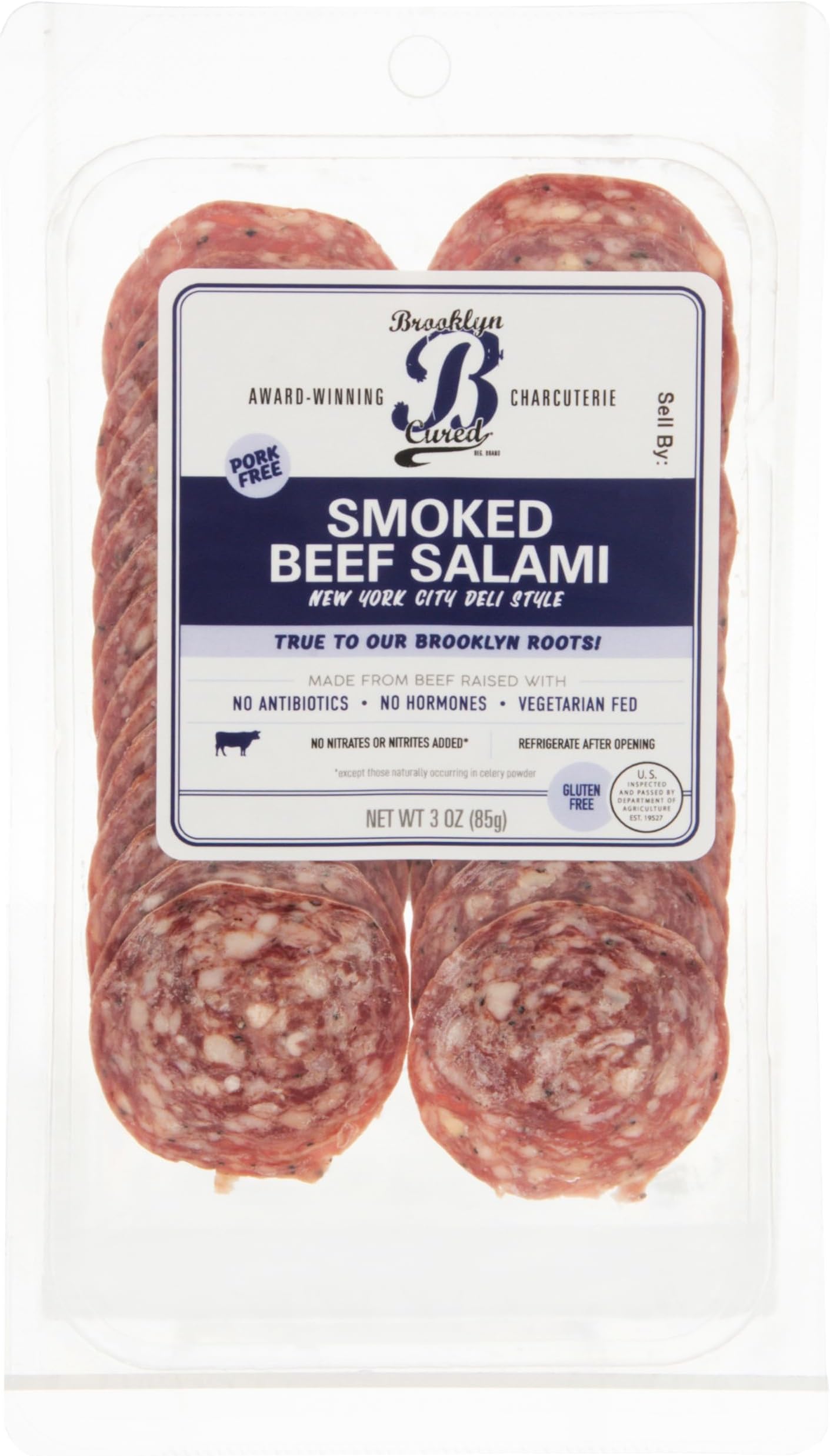 Brooklyn Cured Sliced Smoked Beef Salami, 3 OZ