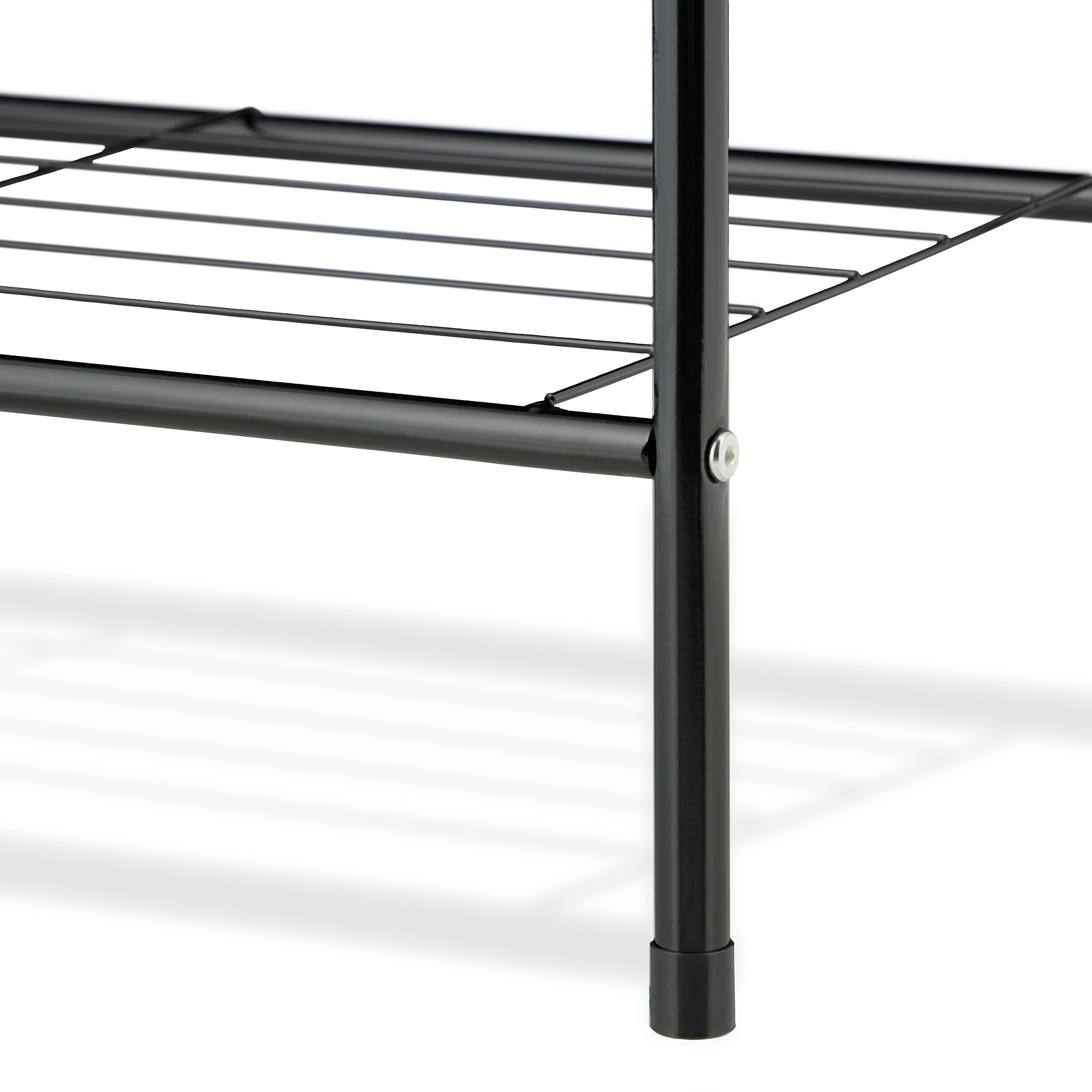Relaxdays Stand Appendiabiti Salvaspazio, 2 Ripiani e 6 Ganci, Camera da Letto e Corridoio, HLP 158 x 60 x 33 cm, Nero