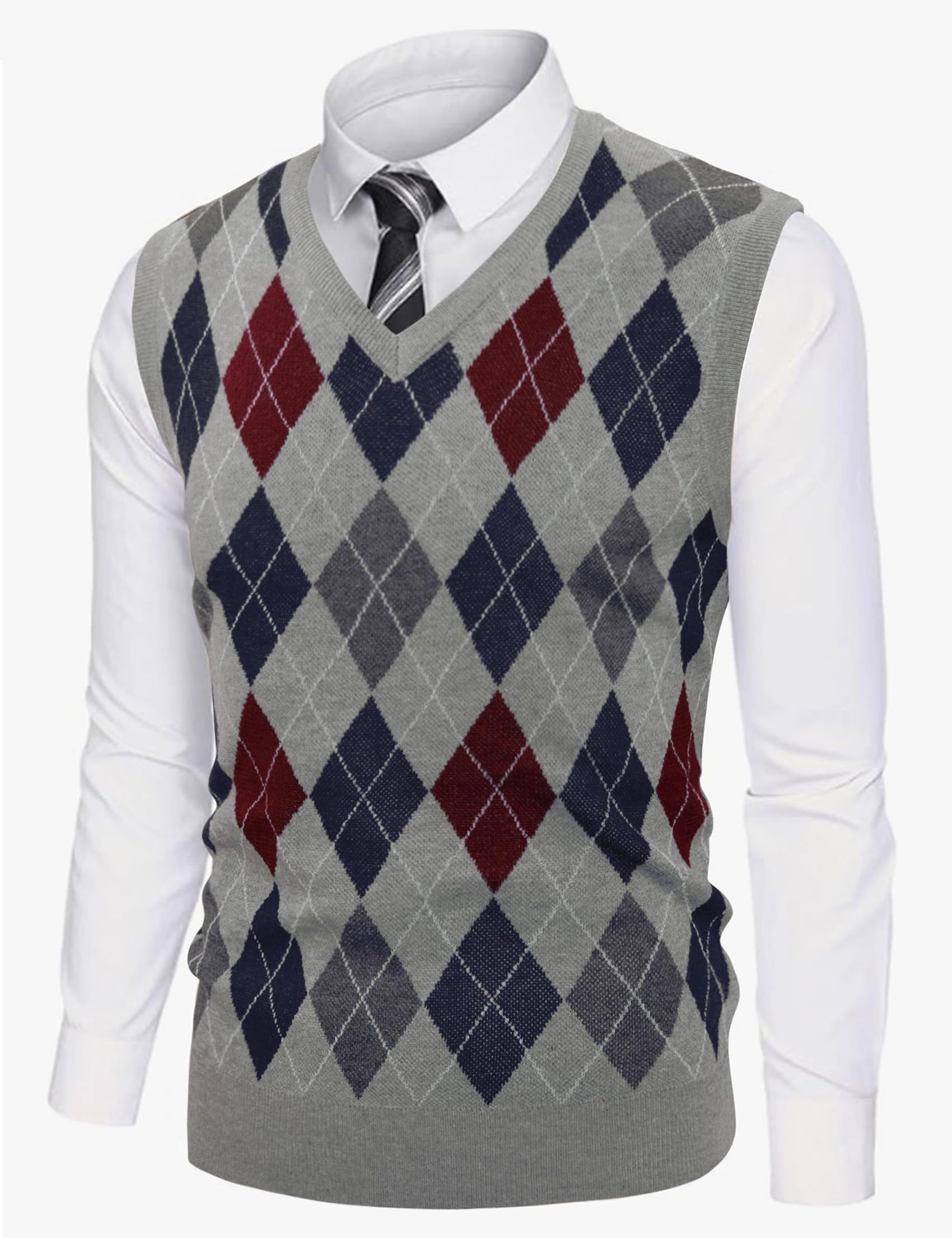 Sykooria Gilet Maglione da Uomo con Scollo V Maglioncino Smanicato Senza Maniche Pullover Gilet Cotone in Maglia Invernale Maglioni e Cardigan da Uomo Casual