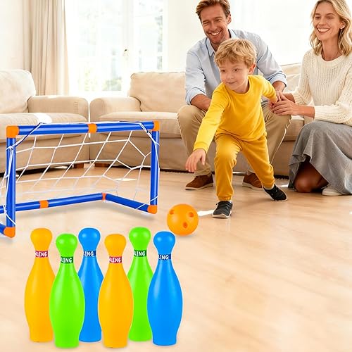 Miniatura 9 de Juego de pelota de fútbol Hover 4 en 1, hockey y bolos, juguete deportivo flotante de aire LED para jugar en interiores y exteriores, para niños de