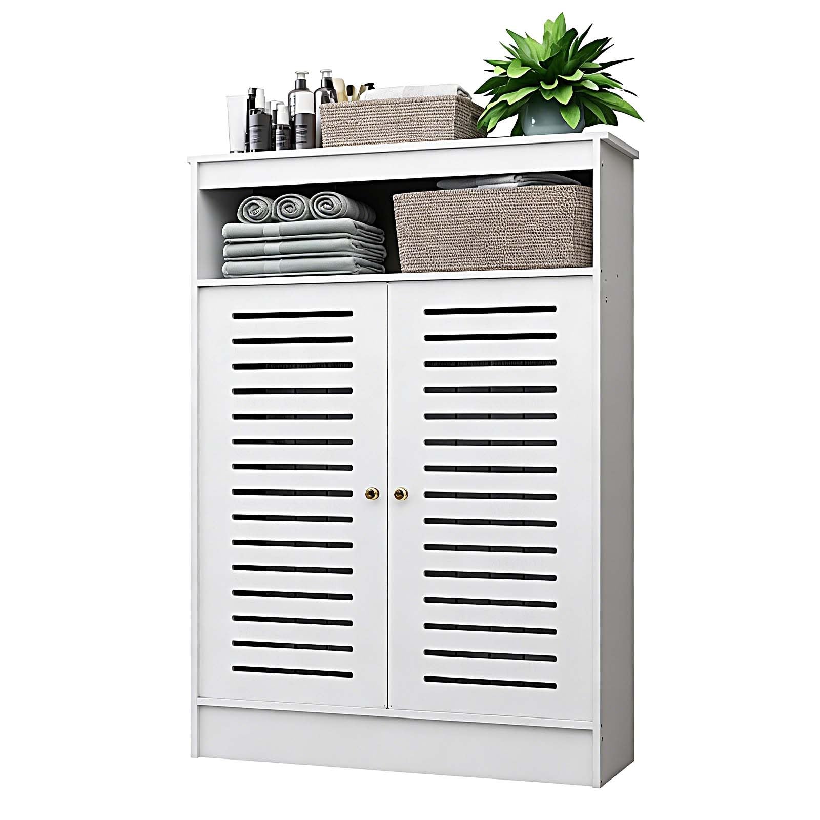 Cache-radiateur blanc avec meuble de protection pour tuyaux