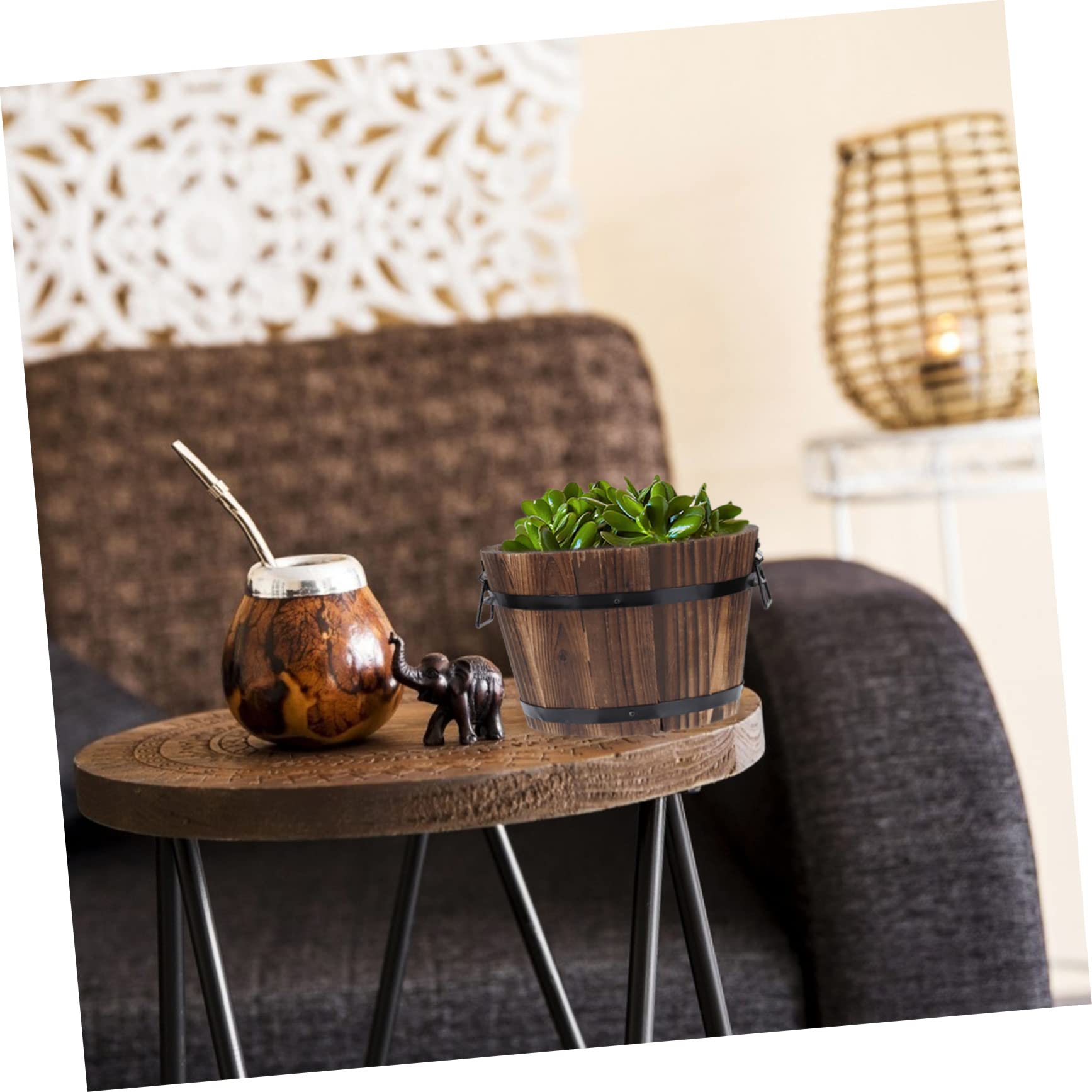 Lot De 3 Pots Suspendus En Paille - Décoration Balcon, Jardin, Intérieur