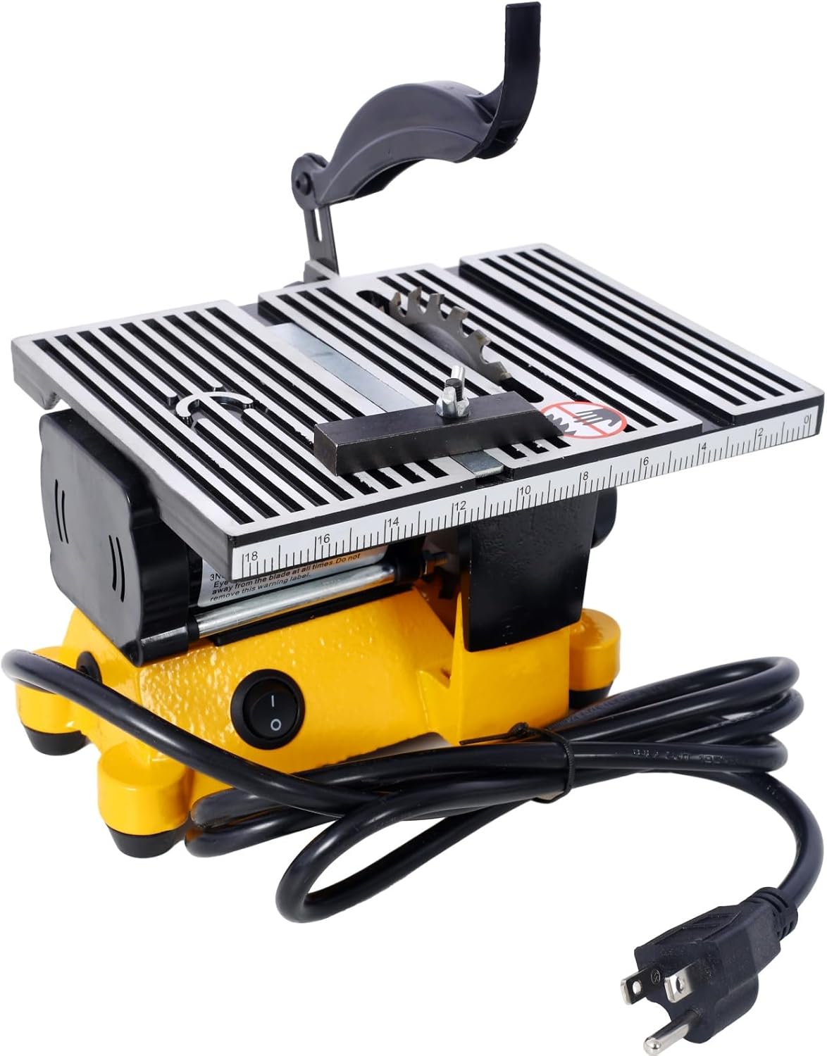 4" 90W Mini Table Saw Top Cut Off Miter Saw Multifunctional Desktop Saws w/ 3 Blades for Precision Cut Metal Wood Frame Molding