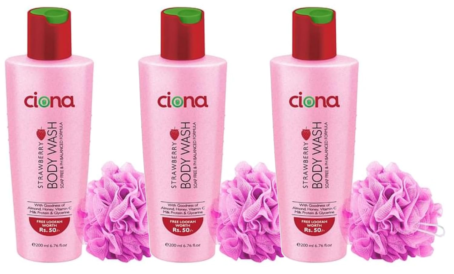 Buy Ciona Strawberry Body Wash(200ml) (Pack Of 3) Online at Low Prices