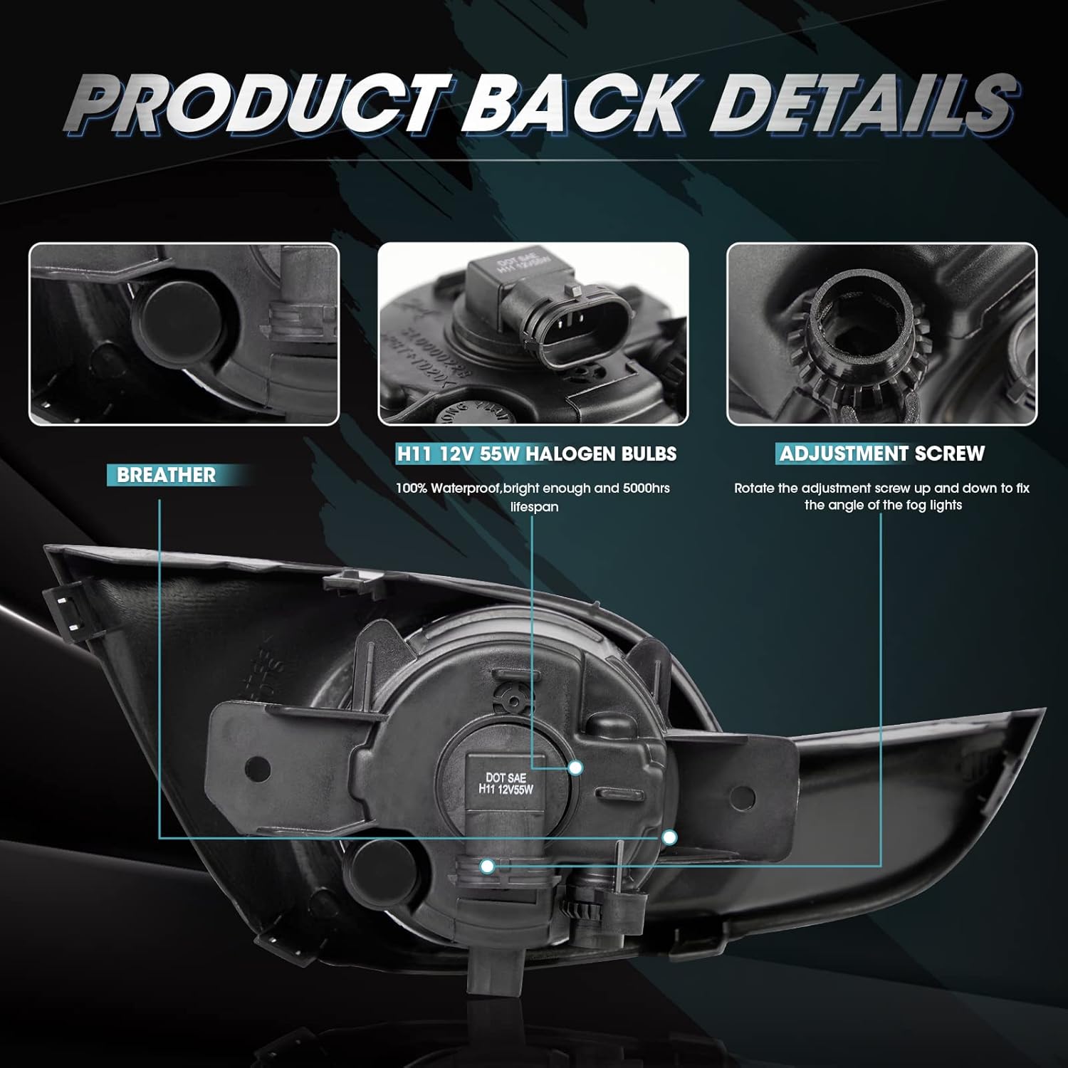 Driving Fog Lights Lamps Assembly for 2013 2014 2015 Nissan Altima Sedan Fog Light Replacement with H11 Halogen Bulbs, Switch and Wiring Kit