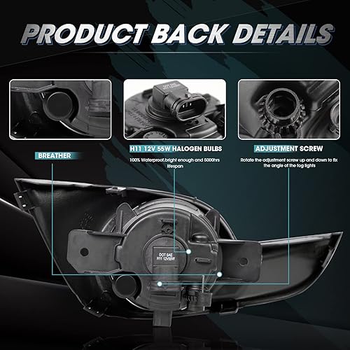 Miniatura 5 de Luces antiniebla de conducción para Nissan Altima Sedan 2013 2014 2015 Reemplazo de luz antiniebla con bombillas halógenas H11, interruptor y kit de