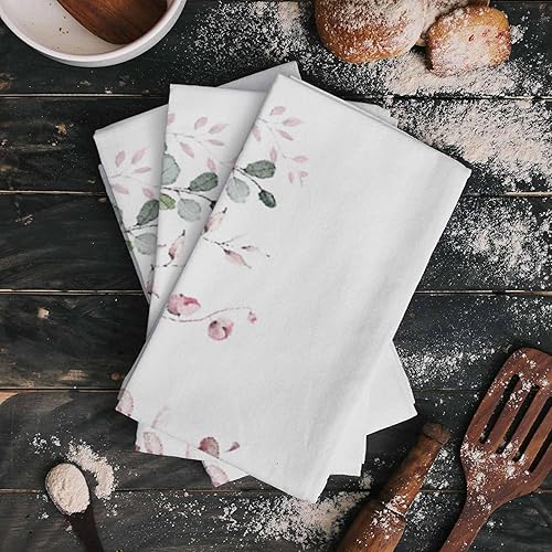 Miniatura 2 de Image Duvet 2 Pack Cotton Kitchen Dish Cloths Towels, Blue Red Pink Floral Rose Flower Green Leaves Plant 18 x28 Inch Soft Absorbent Kitchen