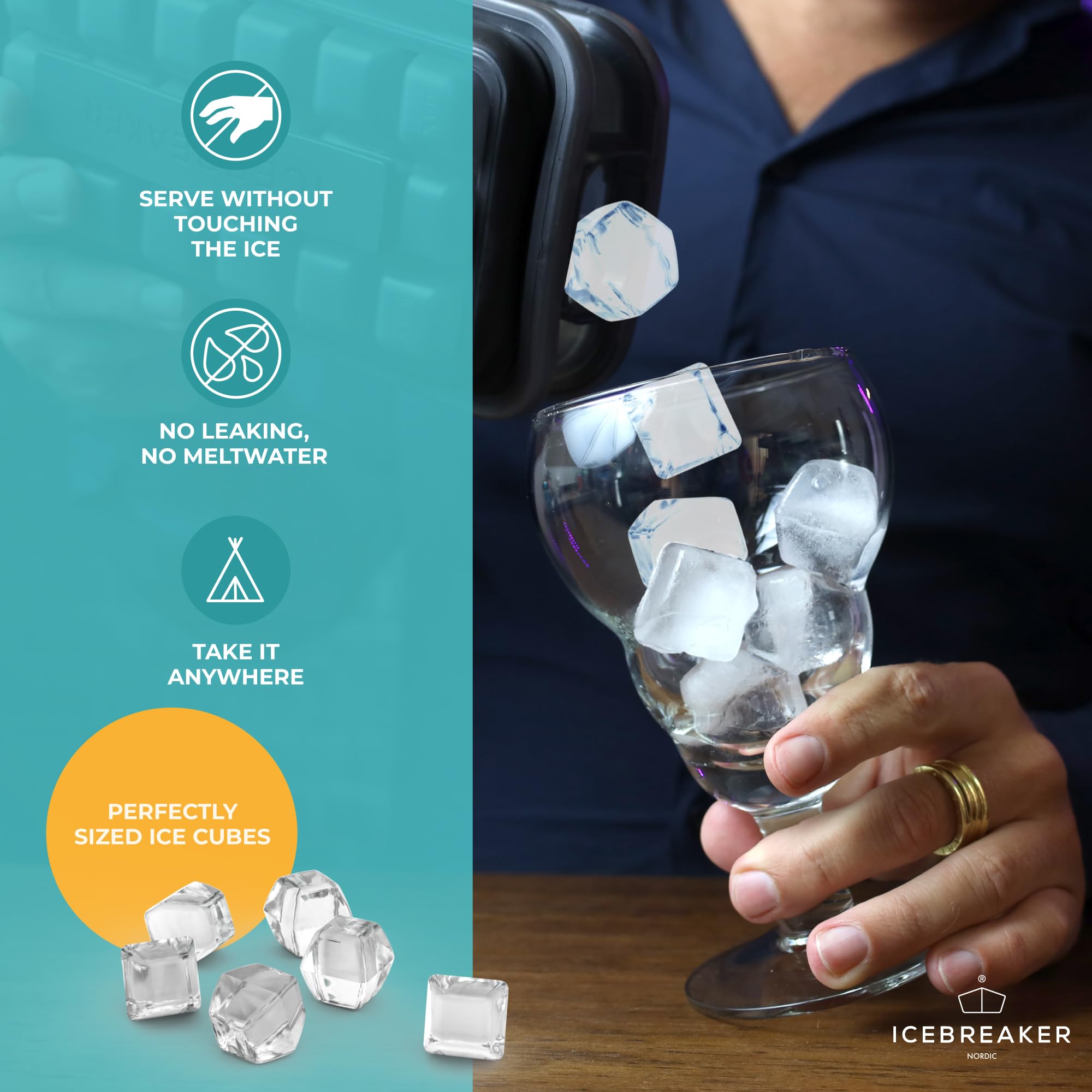 ICEBREAKER POP - 4 IN 1 - DISPENSER - MAKER - BIN - ICE PACK - Make And Serve Ice Without Ever Touching The Ice - The Sanitary Silicone Ice Tray for Freezer With Lid - Ice Cube Tray