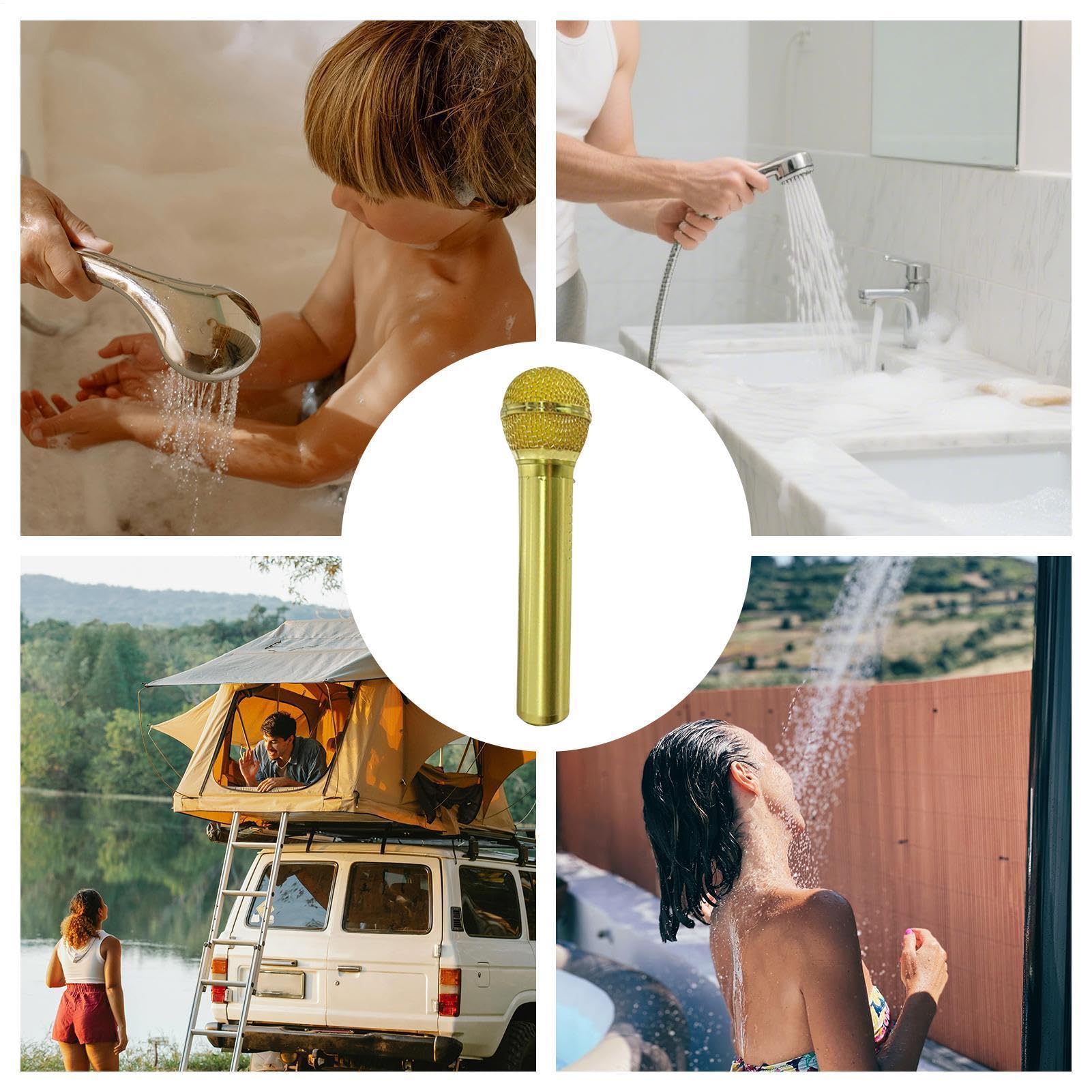 Ręczna Słuchawka Prysznicowa Ręczne Przedłużenie Węża | Retro Kształt Mikrofonu Wysokie Ciśnienie Spa Prysznic z Metalową Obudową Do Domu Hotelu w Podróży Spa
