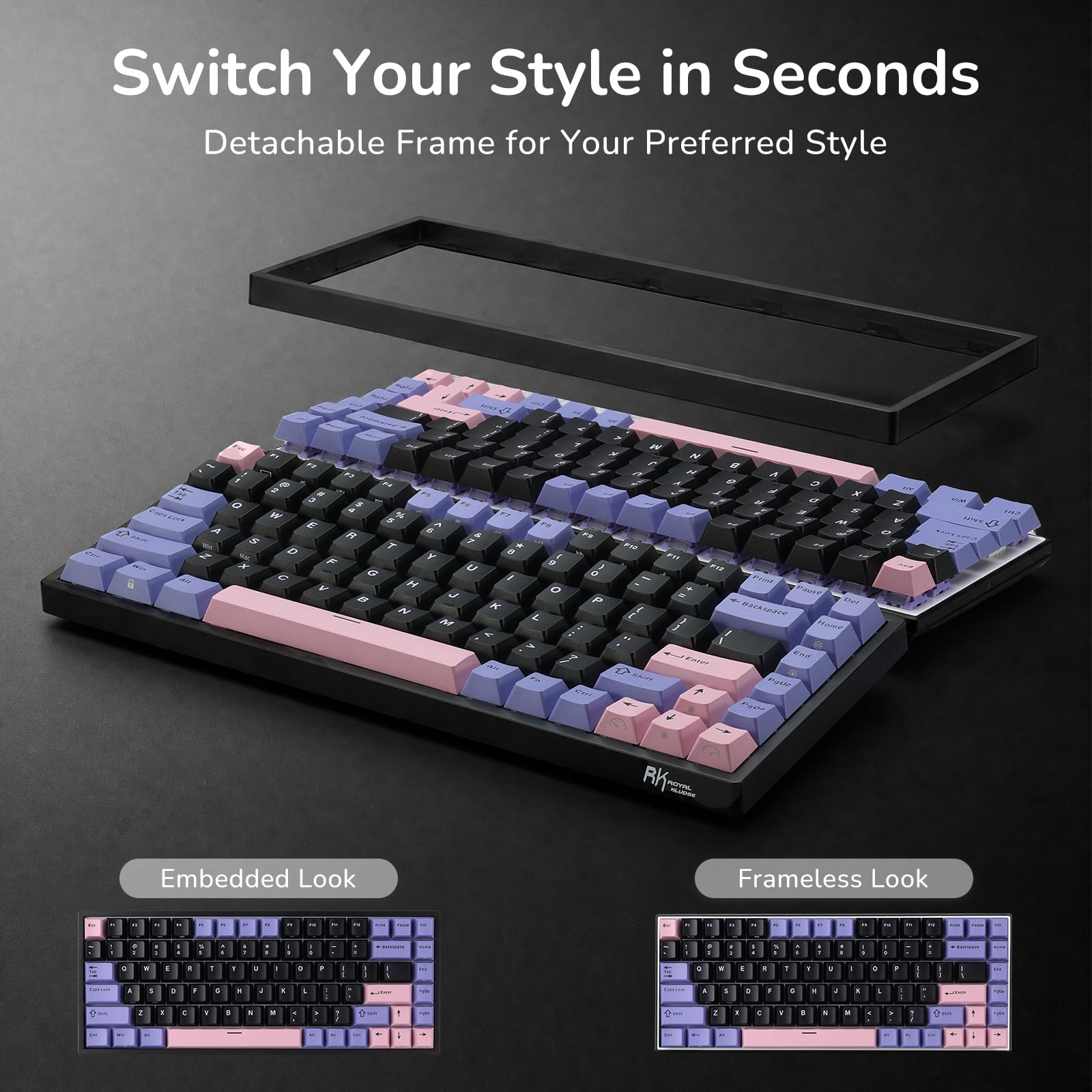 RK ROYAL KLUDGE RK84 – przewodowa klawiatura mechaniczna do gier z 75% układem TKL, podświetleniem RGB i funkcją hot-swap, układ US QWERTY