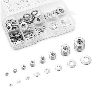 Rondelles Plates en Acier Inoxydable, 360 Pcs, 8 Tailles Différentes de Rondelles Inox M2 M2.5 M3 M4 M5 M6 M8 M10 Assortiment de Rondelle Metal pour Mécanique avec Boîte