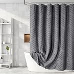 Rideau de douche en tissu Boho blanc 72 x 72 Inches, Shabby moderne Chic Texturé Tufted Chevron rayé minimaliste vêtement salle de bain Rideau de douche