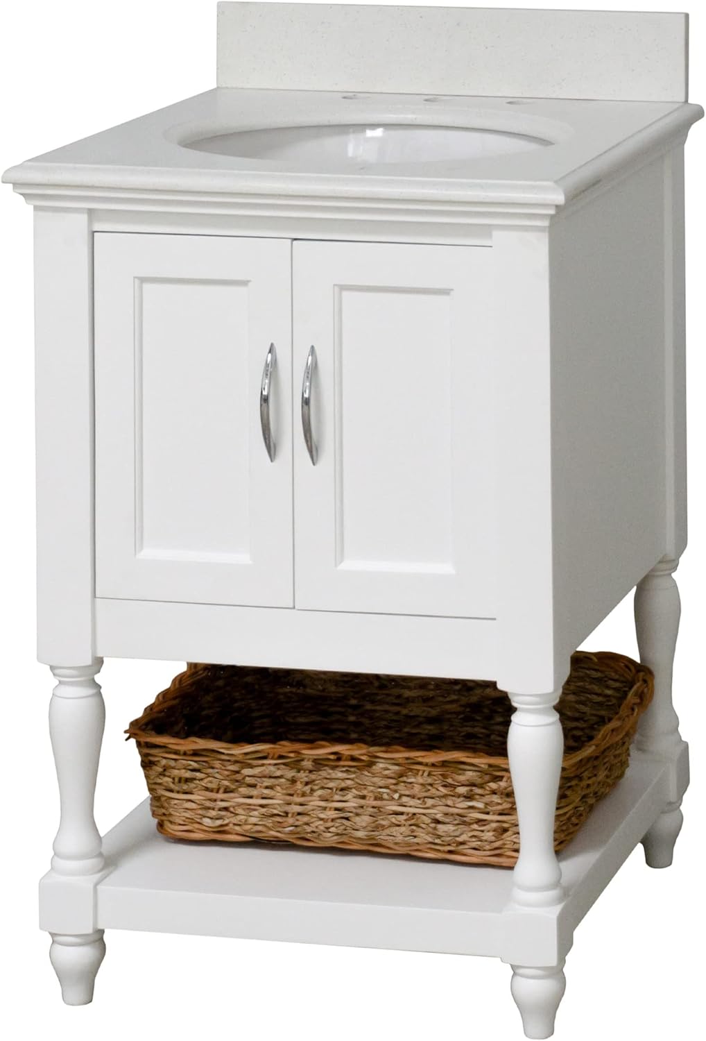Beverly 24-inch Bathroom Vanity (White/Quartz): Includes White Cabinet with Stunning Quartz Countertop and White Ceramic Sink