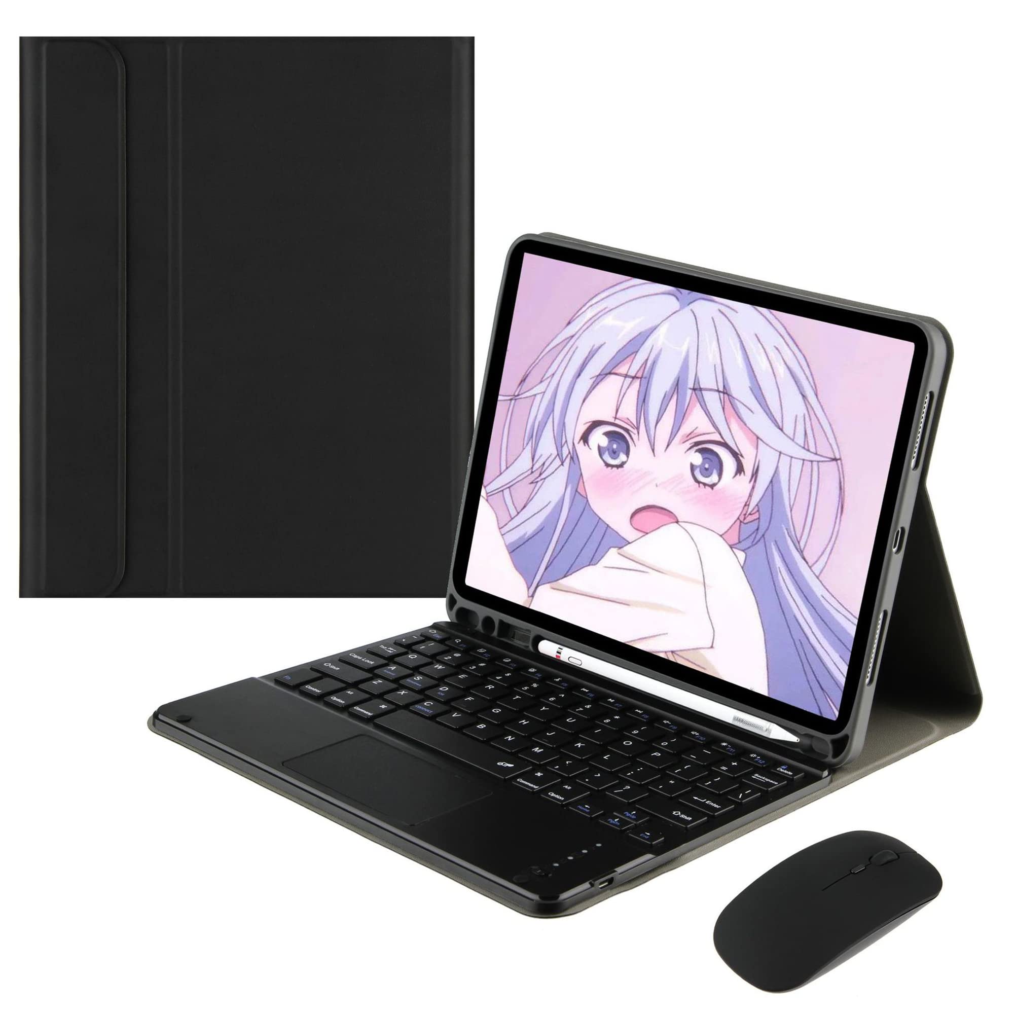 Etui z klawiaturą do iPad Air 5th/4th Gen 2022/2020 10,9 cala - Pro 11 4th 3rd 2nd 1st Gen [Polski Layout] odłączana klawiatura z magnetycznym trackpadem i uchwytem na ołówek,Black