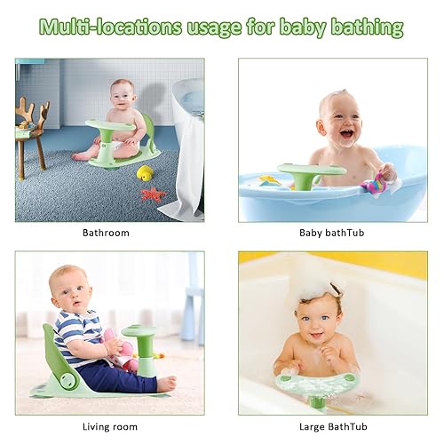 Miniatura 5 de Asiento de baño para bebé, asiento de baño para bebé para sentarse, asiento de baño infantil, asiento de baño para bebé de 6 a 24 meses con 4