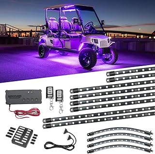 LEDGlow 12pc Million Color LED 12V-72V Electric 6-Seater Golf Cart Underglow Kit Canopy & Wheel Well Lights - Fits EZGO, Yamaha, Club Car, ICON, Evolution, Tomberlin, Star EV - Flex Voltage Reducer