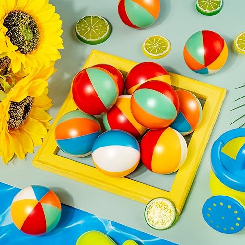 Miniatura 6 de CLESDF Mini bolas de estrés para la playa para niños, 36 bolas de espuma de alivio del estrés del arco iris, juego de piscina, pelotas deportivas