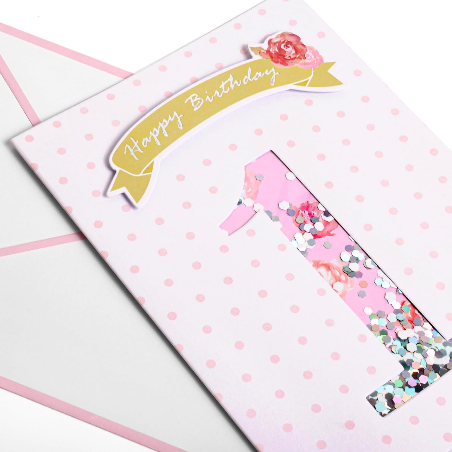 GIFTING GIGGLES 1st Birthday Card for Girl | First Birthday Card for Baby Girl - One Year Old Bday | Granddaughter, Niece, Daughter | Comes w/matching Envelope and seal - Image 3