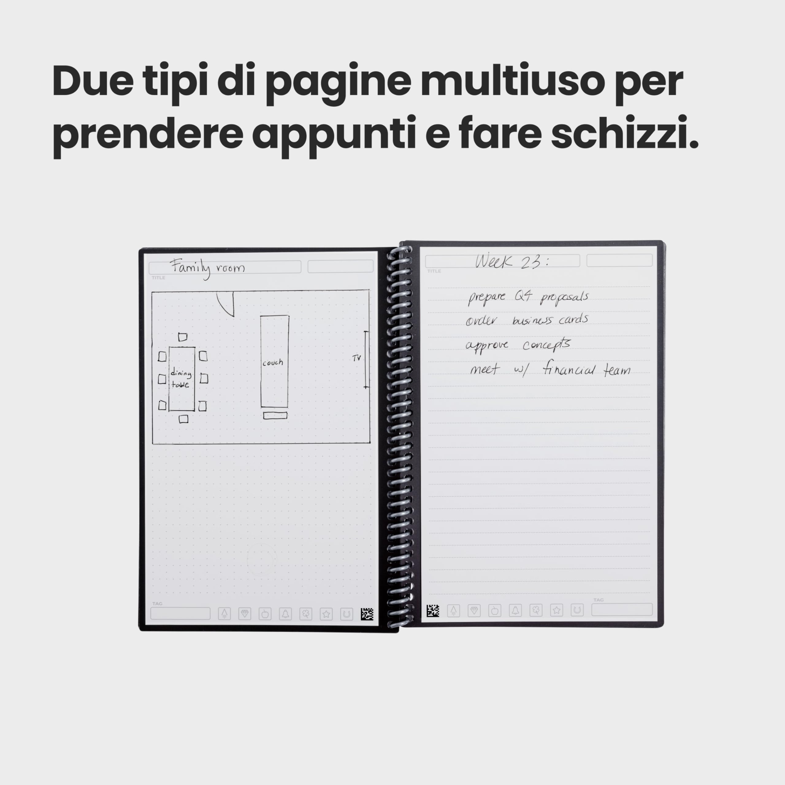 Rocketbook Fusion Planner Agenda Digitale Riutilizzabile, Formato Executive 15 cm x 22,4 cm, Nero - Obiettivi, Calendario Mensile e Settimanale, To-Do List Giornaliera, Pagine a Righe e Puntinate