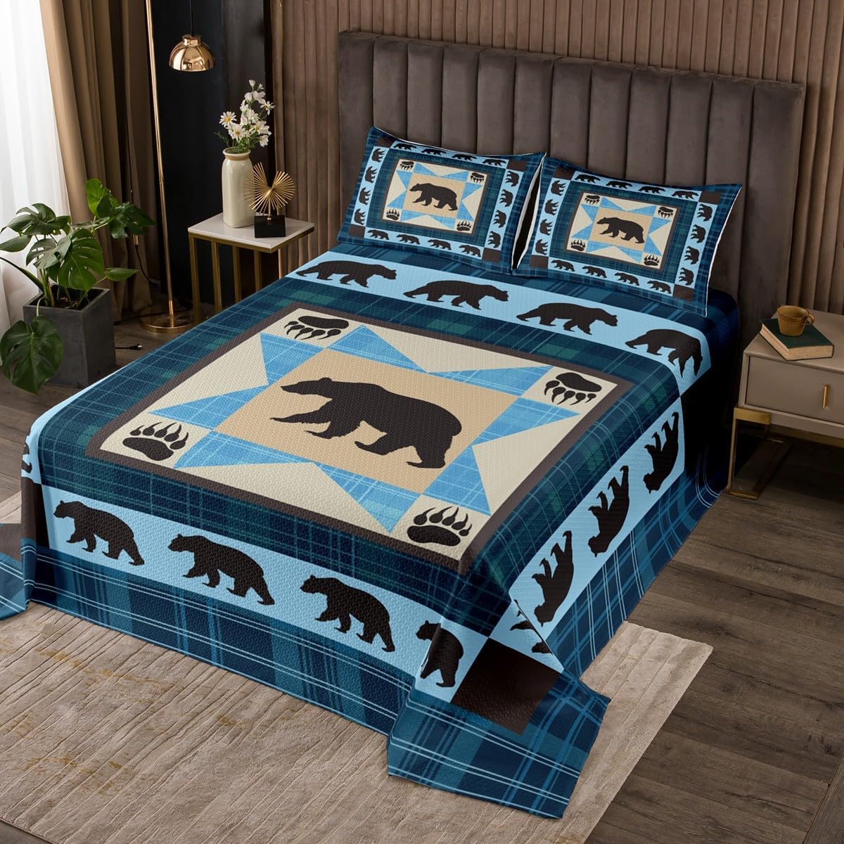 Manfei Donkey Bedspread King Size,Daisy Flowers Wooden Plank Cottage Coverlet Set,Girls Boys Women Room Decor,Rustic Farmhouse Animals Quilted Coverlet,Brown Country Retro Bedding Quilt,2 Pillowcases