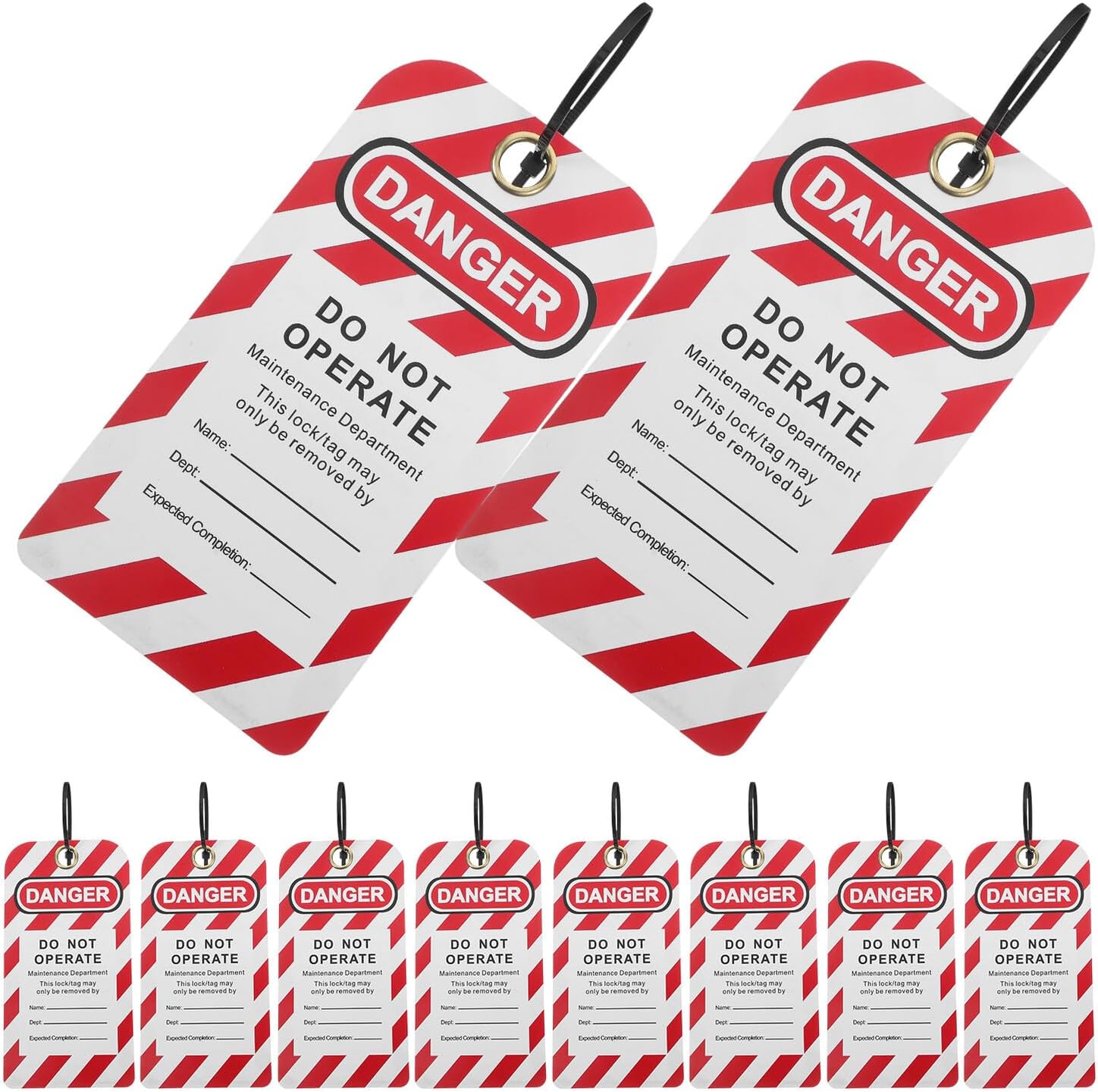 Gadpiparty Warning Lockout Tags Do Not Operate Labels with 10 Hanging Danger Warning Tags and 10 Zip Ties for Industrial and Equipment Maintenance