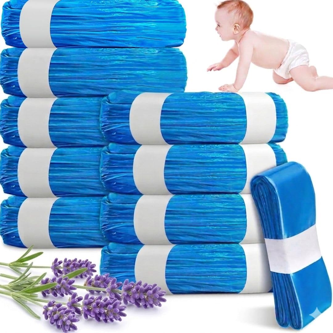 Trusky Pro Blue Nappy Bin Refills 10-Pack (10M Each) Diaper Pail Refill Bags Compatible With Tommee Tippee Sangenic Tec/Simplee Sangenic/Twist & Click,Powerful Odor Lock Disposal Nappy Bags