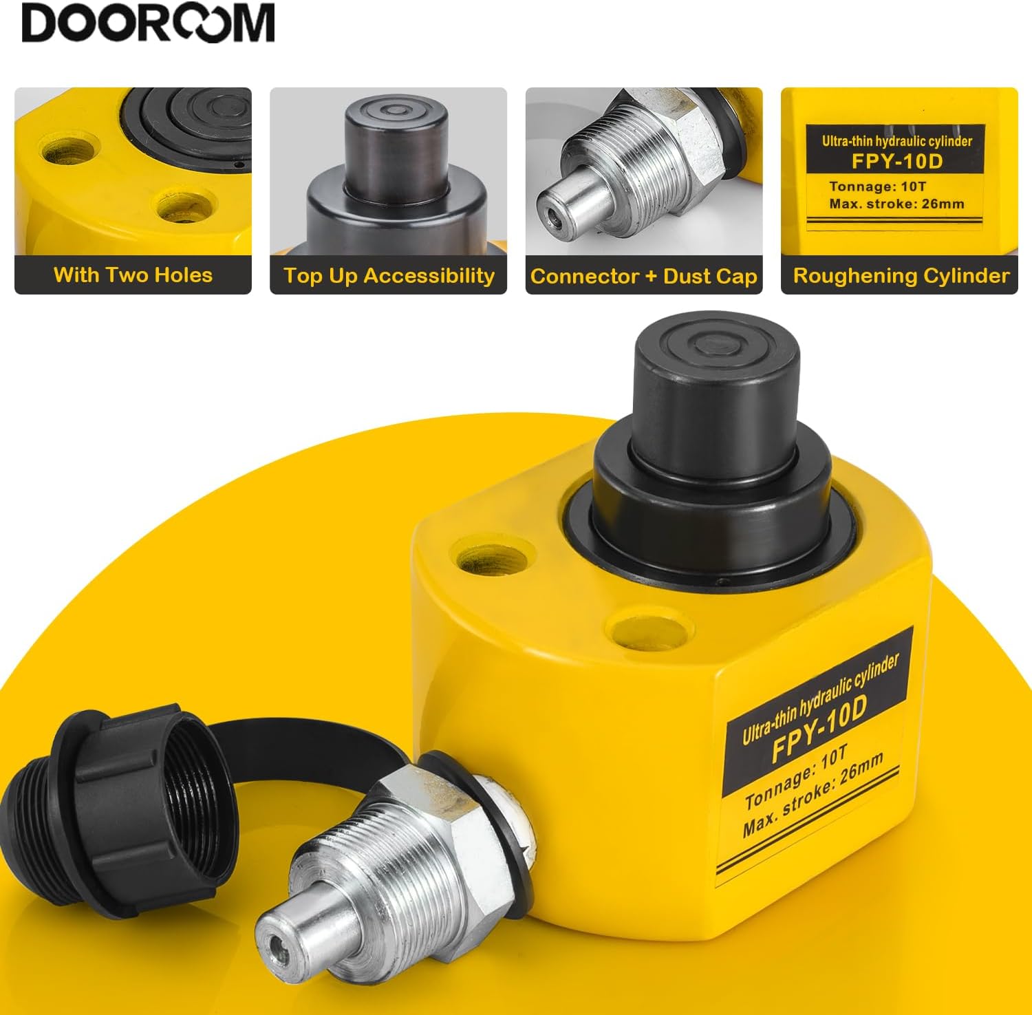 10T 1.0"/26mm Stroke Hydraulic Cylinder, Porta Power Ram with CP-180 Hydraulic Hand Pump, Hydraulic-Lifting-cylinders